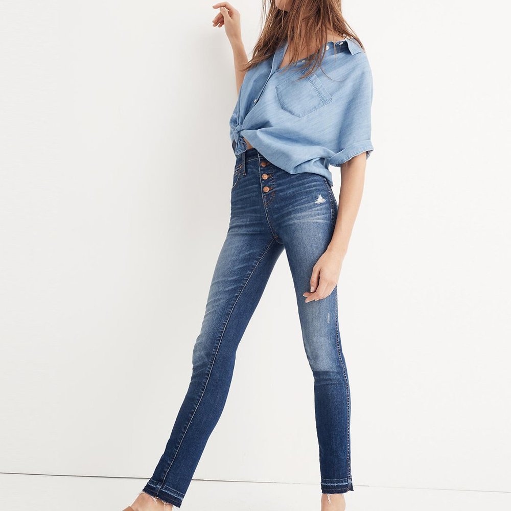 10" High-Rise Skinny Jeans: Drop-Hem Edition